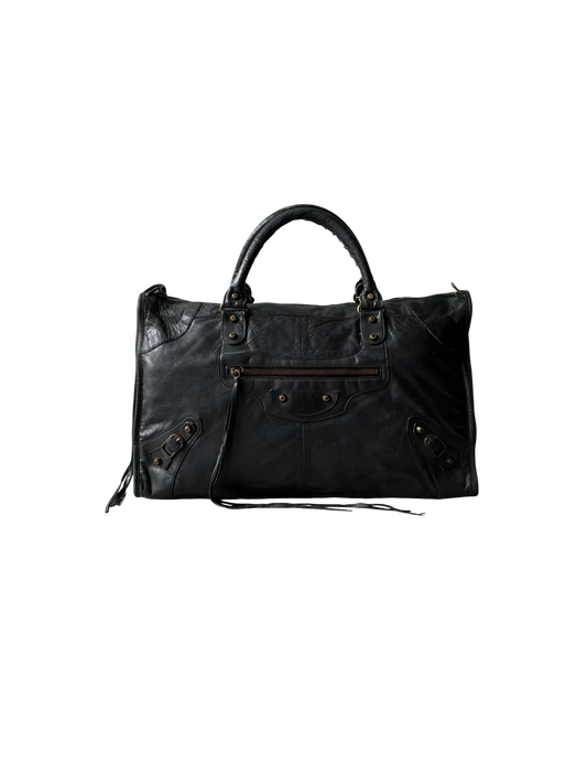 Balenciaga Work Black on Brass Lambskin Bag