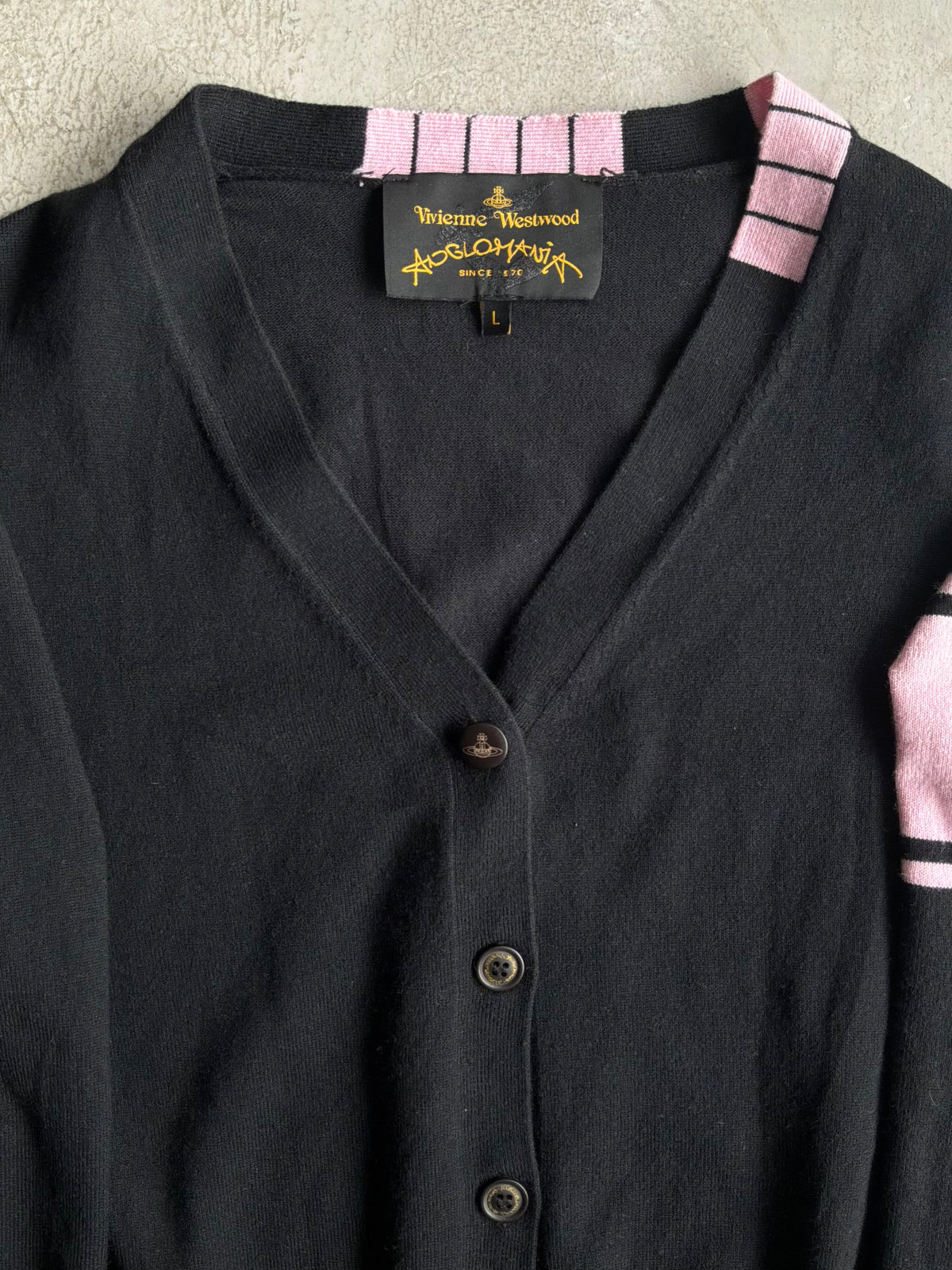 Vivienne Westwood Black Pink Wool Cardigan