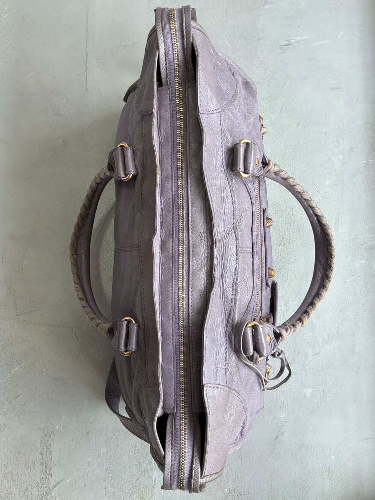 Balenciaga City ‘Part Time’ Purple Lambskin Shoulder Bag