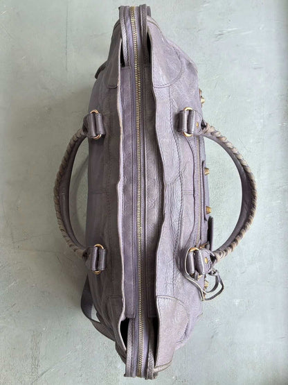 Balenciaga City ‘Part Time’ Purple Lambskin Shoulder Bag