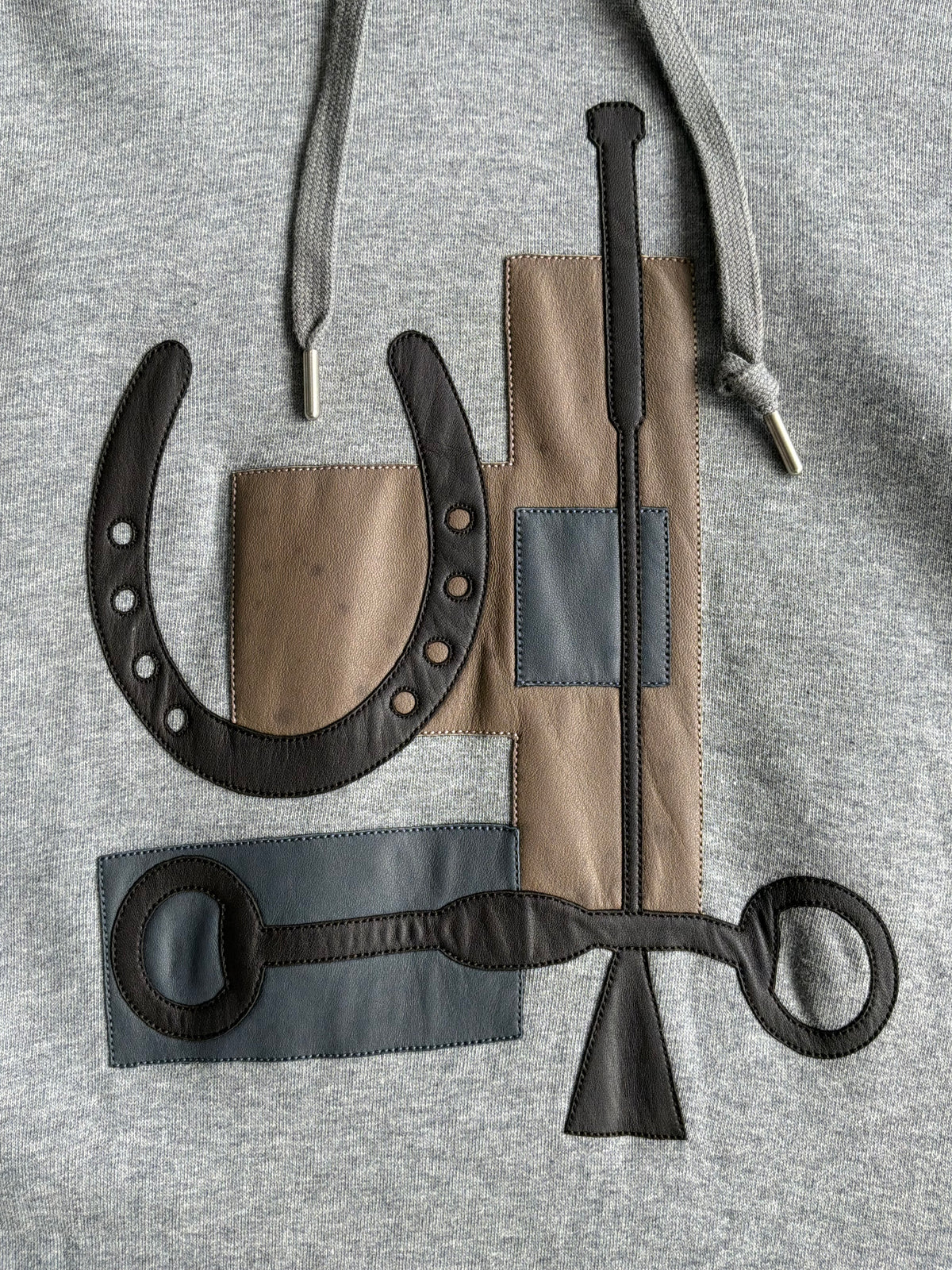 Hermes Leather Patch Pullover Hoodie