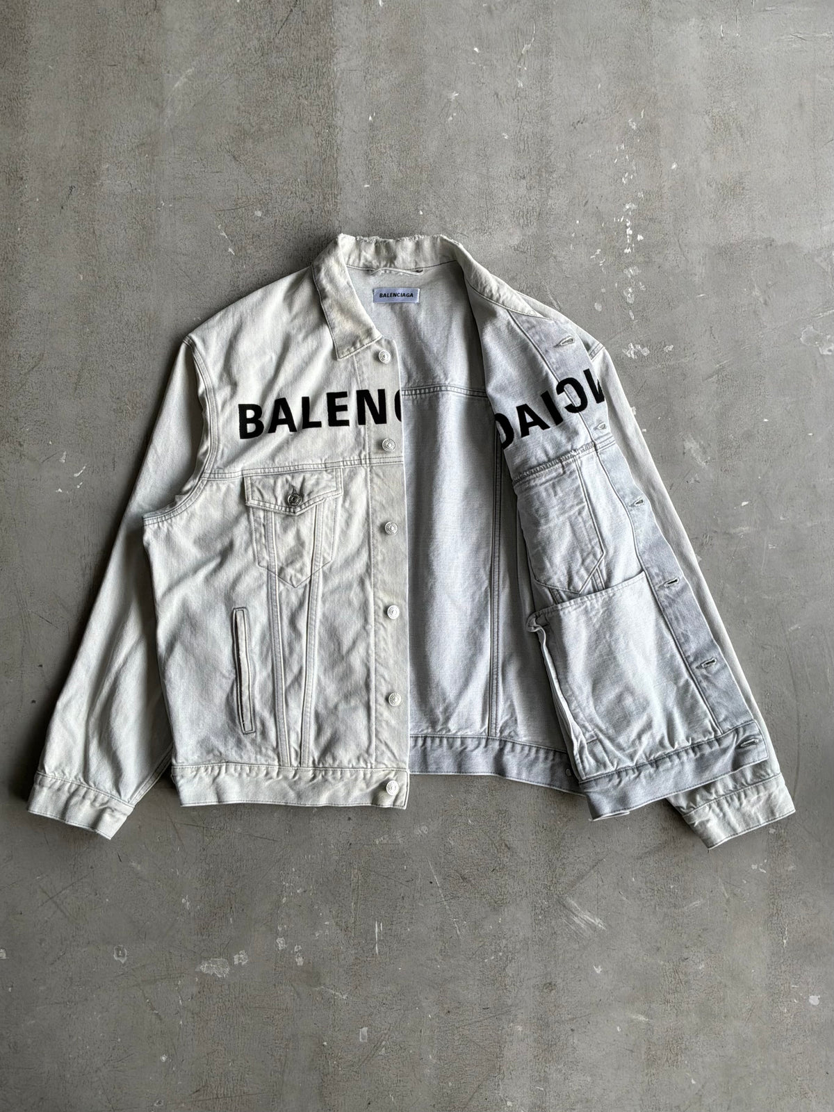 Balenciaga Embroidered Script Denim Jacket