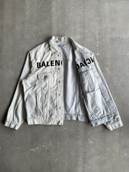 Balenciaga Embroidered Script Denim Jacket