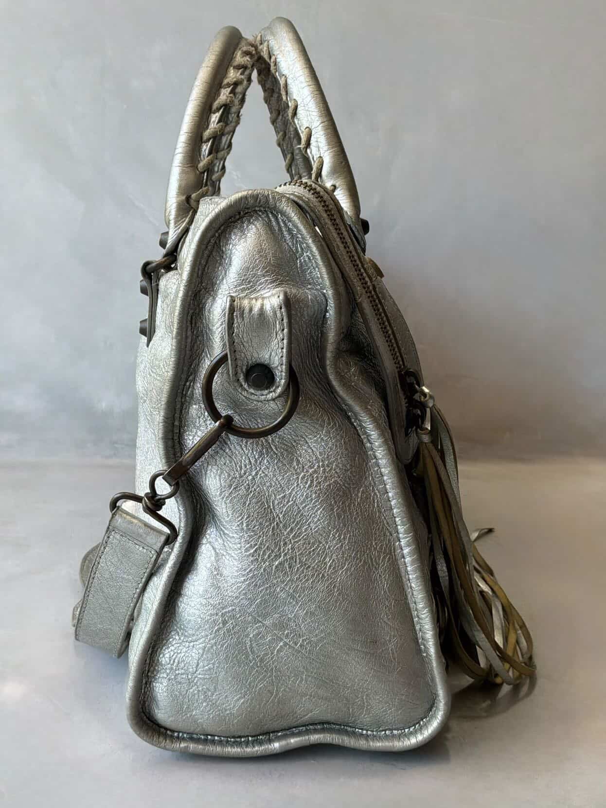 Balenciaga Classic City Metallic Silver Lambskin Bag