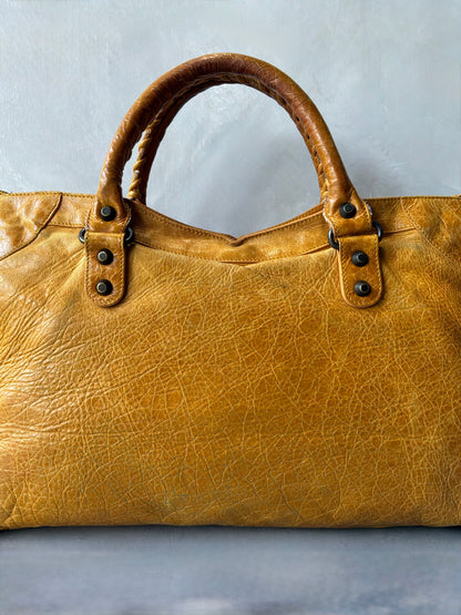Balenciaga Classic City Yellow on Brass Lambskin Bag