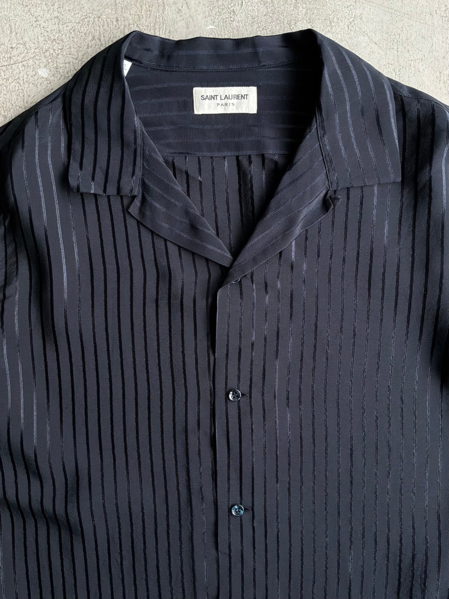 Saint Laurent Paris Vertical Script Silk Shirt