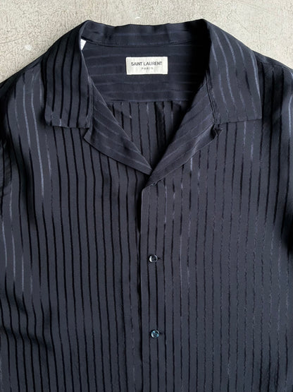 Saint Laurent Paris Vertical Script Silk Shirt