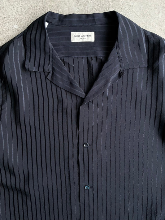 Saint Laurent Paris Vertical Script Silk Shirt