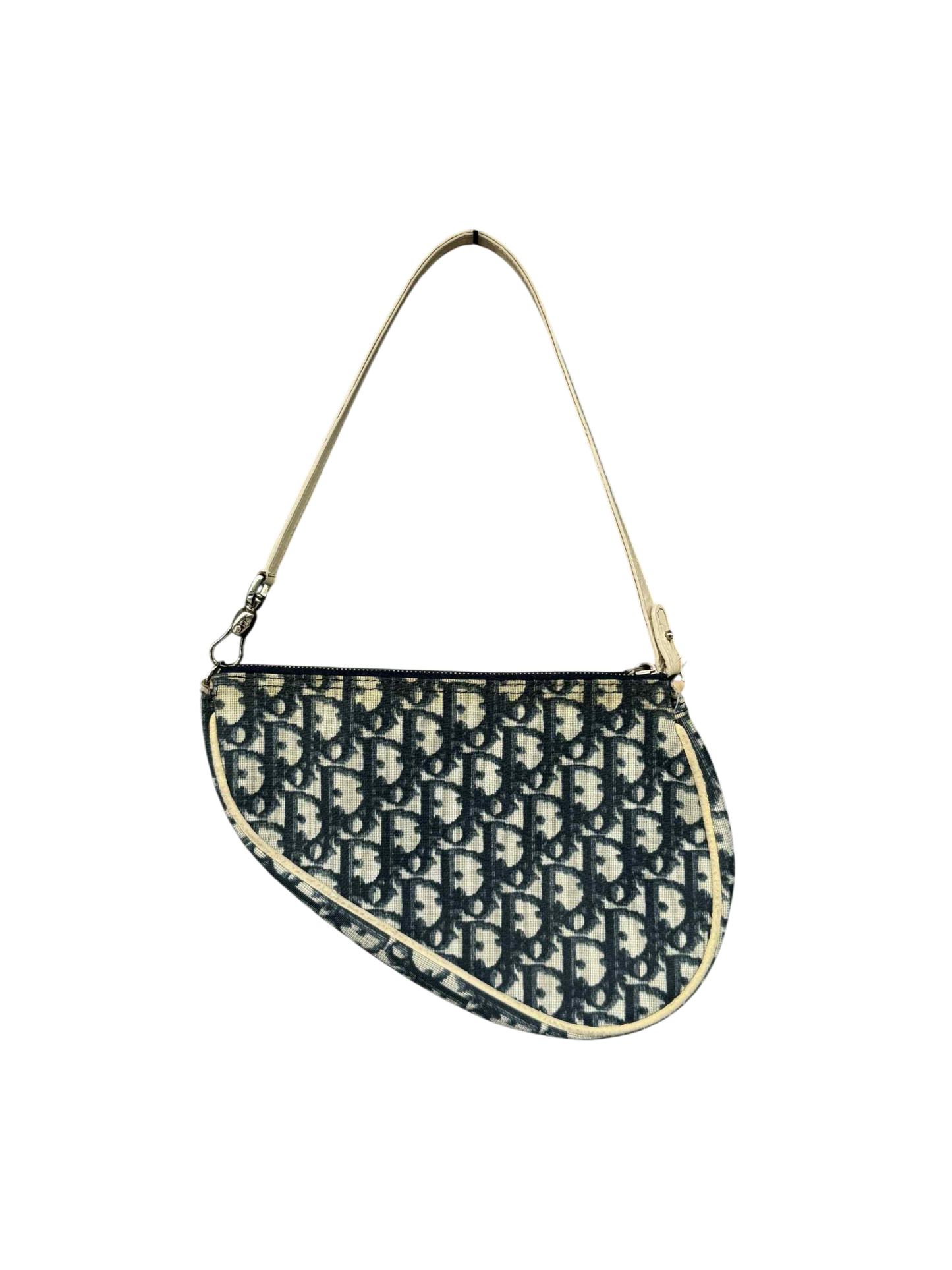Vintage Dior Blue/White Oblique Saddle Bag