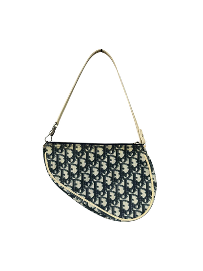 Vintage Dior Blue/White Oblique Saddle Bag