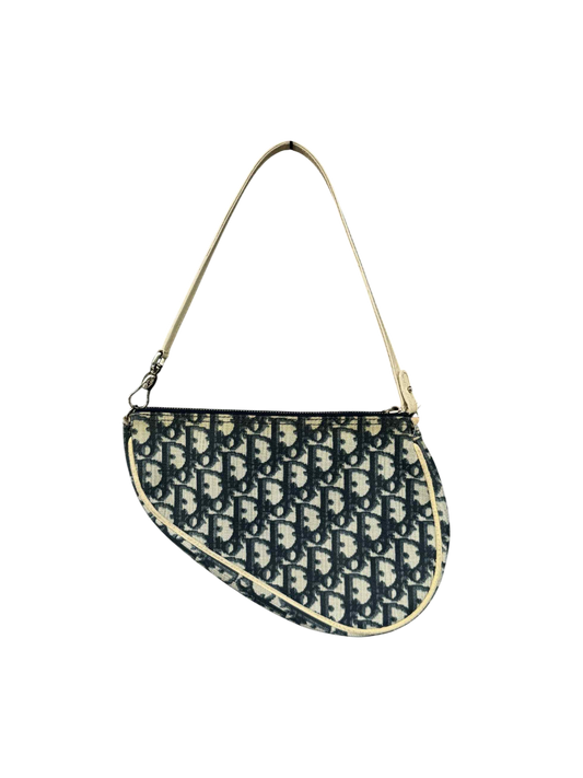 Vintage Dior Blue/White Oblique Saddle Bag