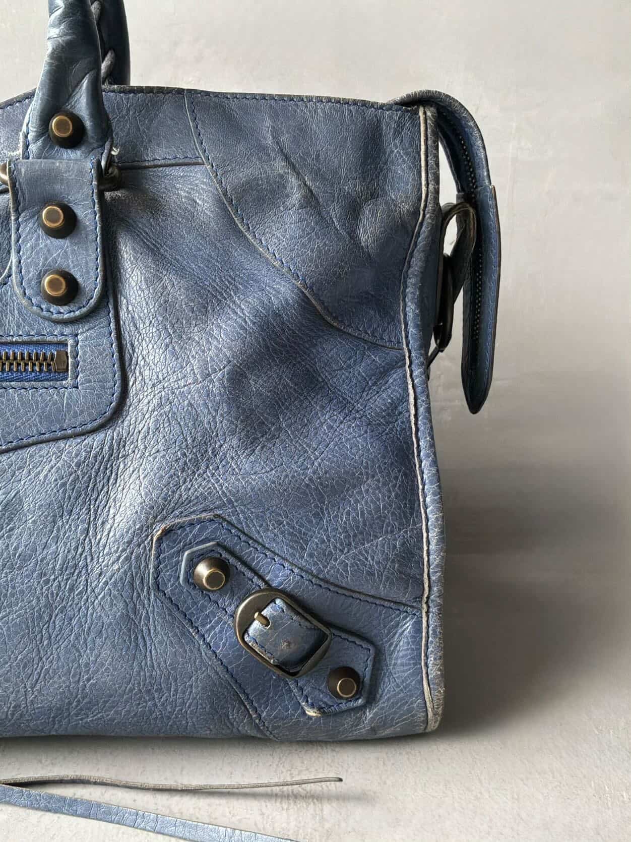 Balenciaga City Part Time Navy Lambskin Bag
