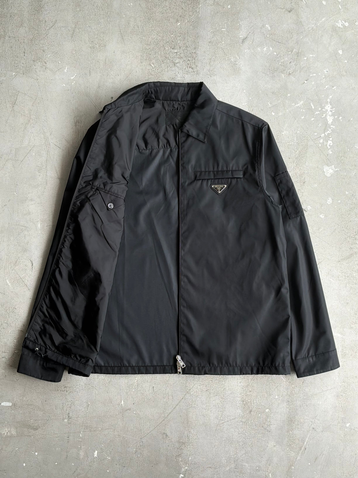 Prada Re-Nylon Chest Emblem Zip Up Jacket