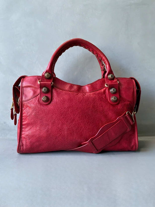 Balenciaga Classic City Giant 21 Bronze Red Lambskin Bag