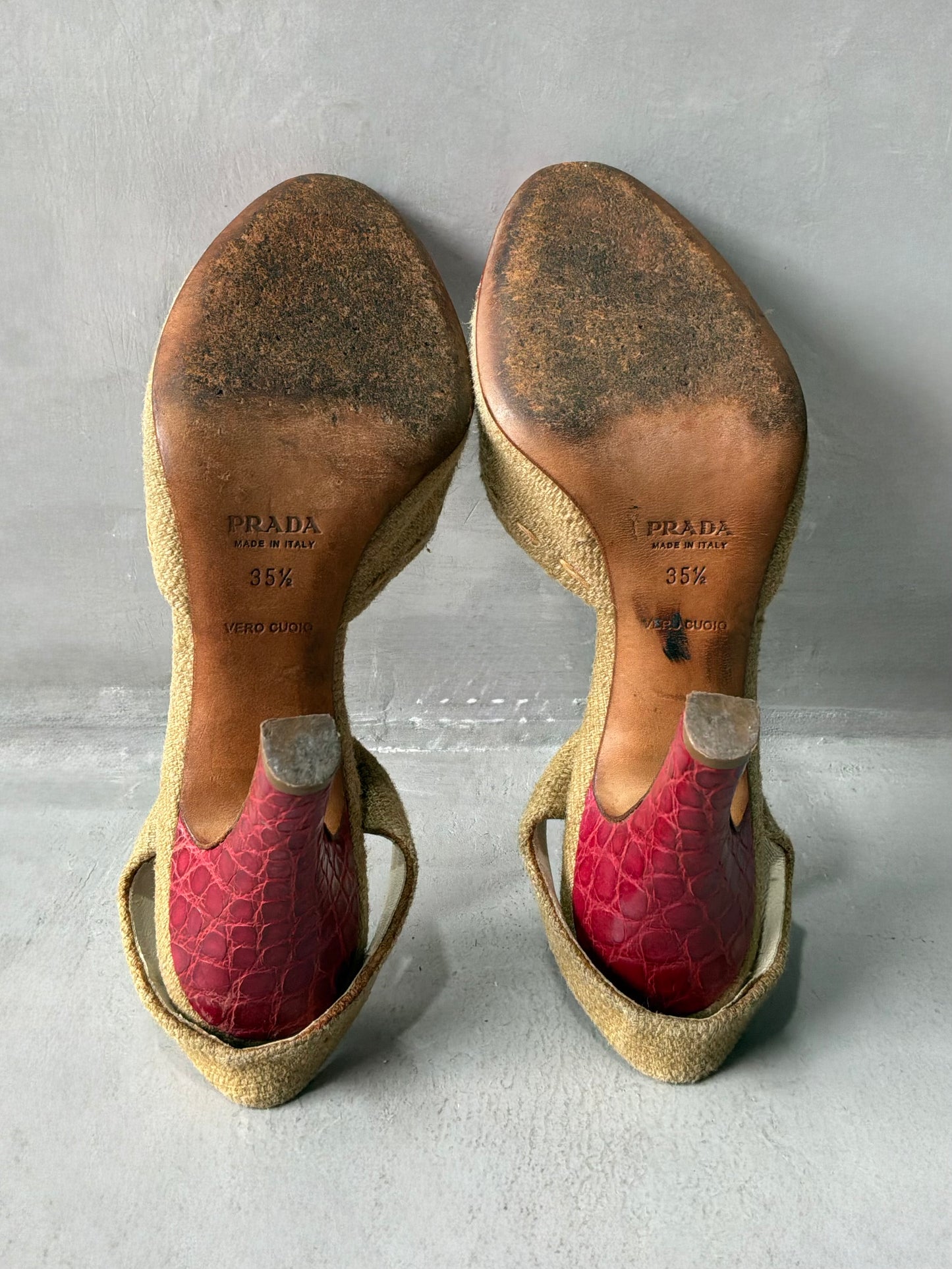 Prada Colorblock Pattern Bow Accent Slingback Pumps