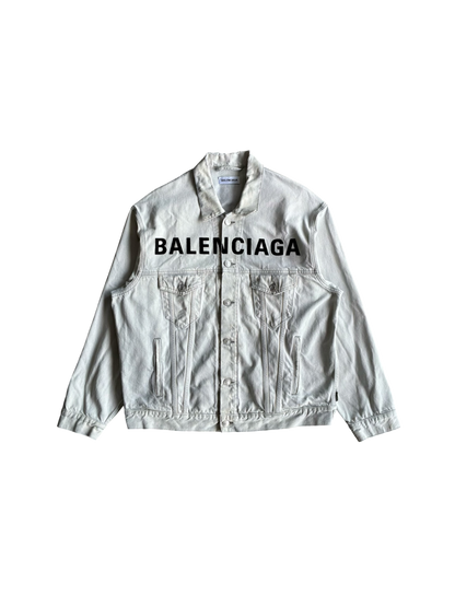 Balenciaga Embroidered Script Denim Jacket