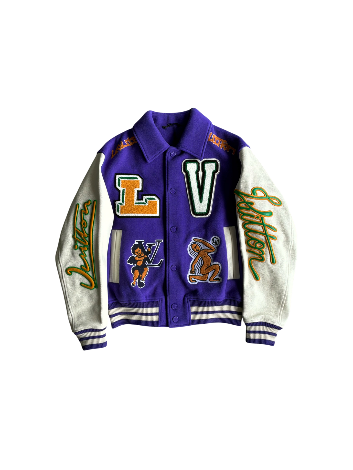 Louis Vuitton Purple Cartoon Patch Varsity Jacket