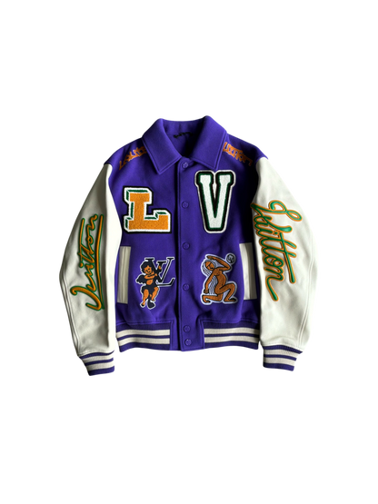 Louis Vuitton Purple Cartoon Patch Varsity Jacket