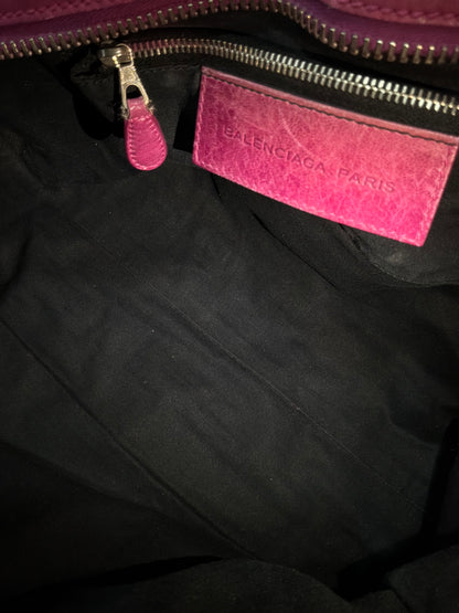 Balenciaga Classic City  Pink on Silver Giant 21 Lambskin Bag