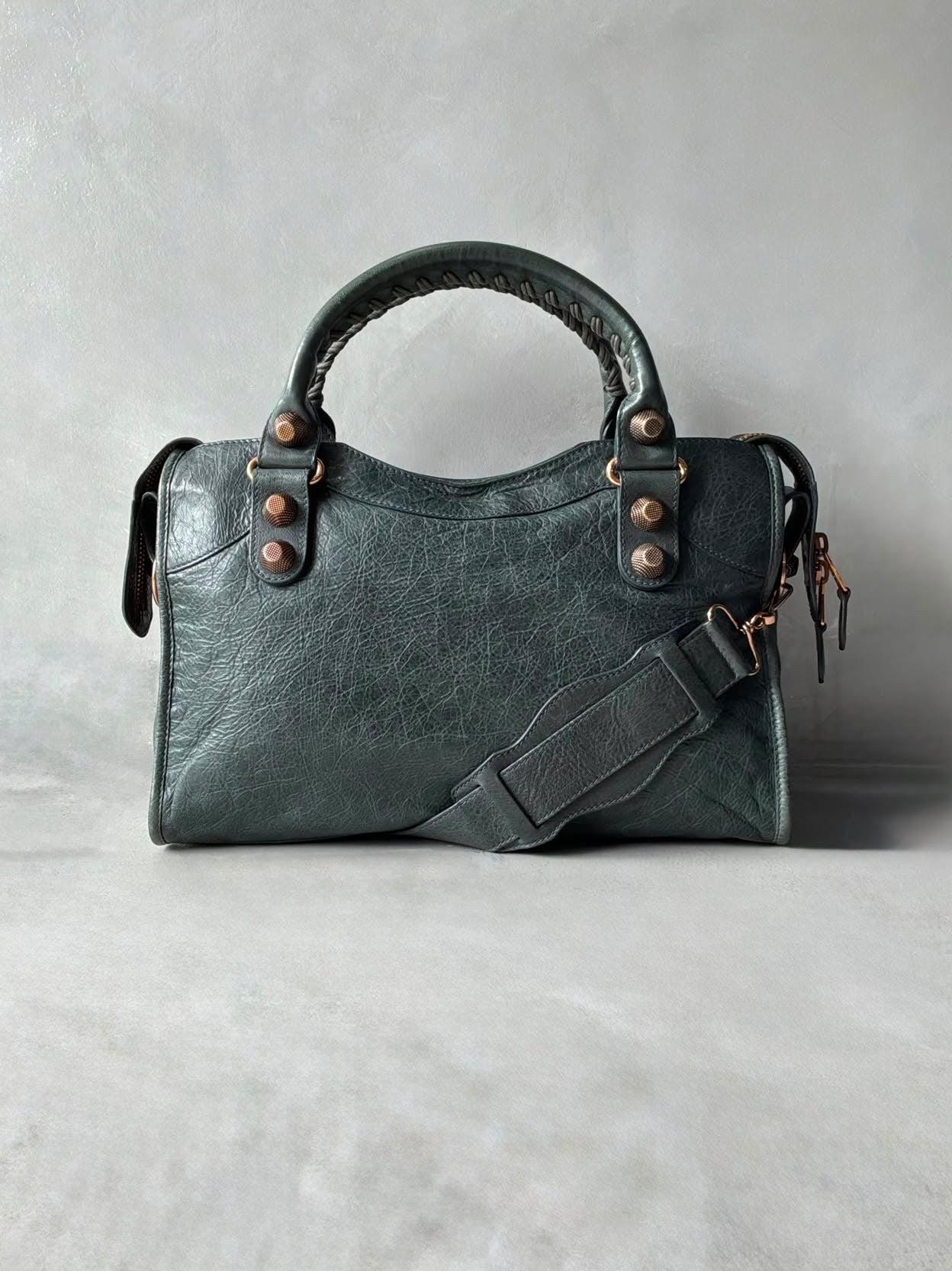 Balenciaga City Giant 21 Dark Green Lamb Skin Bag