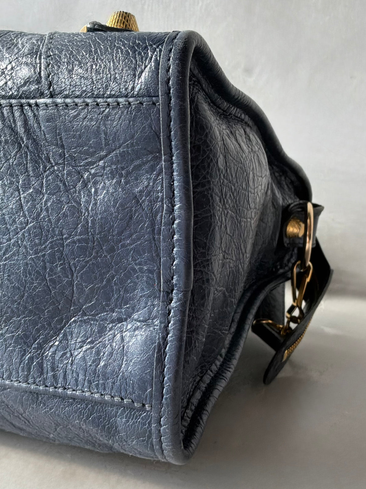 Balenciaga Classic City Navy on Gold Giant 12 Lambskin Bag