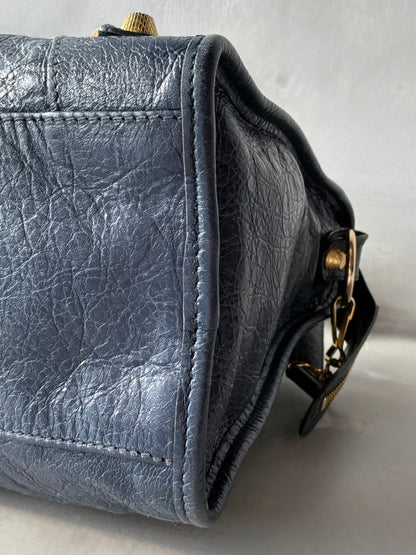 Balenciaga Classic City Navy on Gold Giant 12 Lambskin Bag