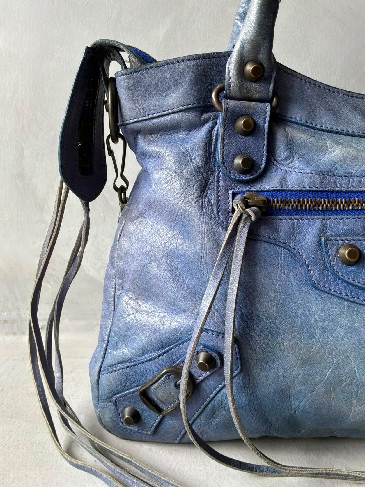 Balenciaga Town Blue Lambskin Bag