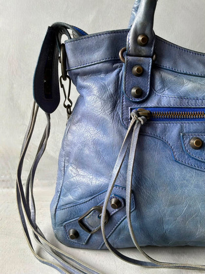 Balenciaga Town Blue Lambskin Bag