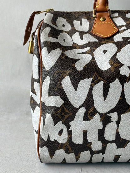 Louis Vuitton x Stephen Sprouse White Graffiti Speedy 30 Bag