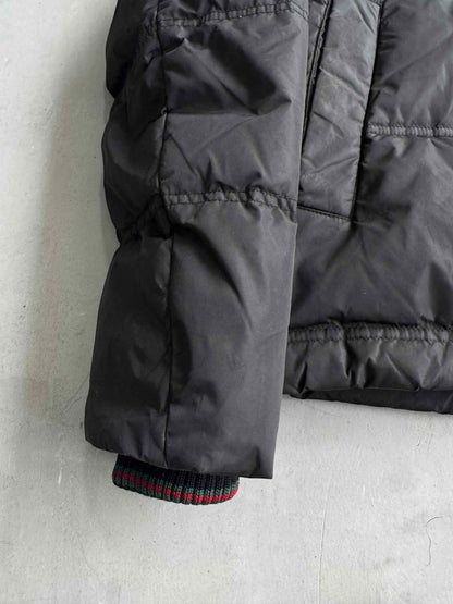 Gucci Vintage Nylon And Leather Puffer Jacket