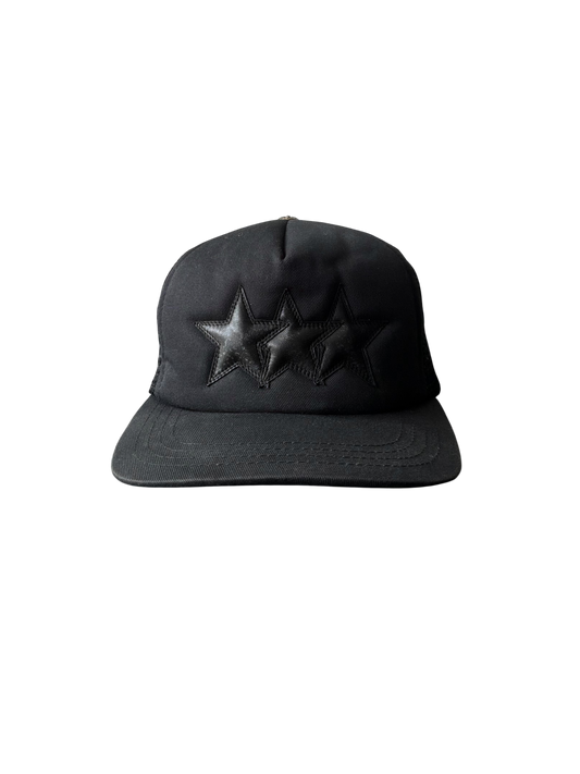 Chrome Hearts Vintage Triple Star Black Trucker Hat