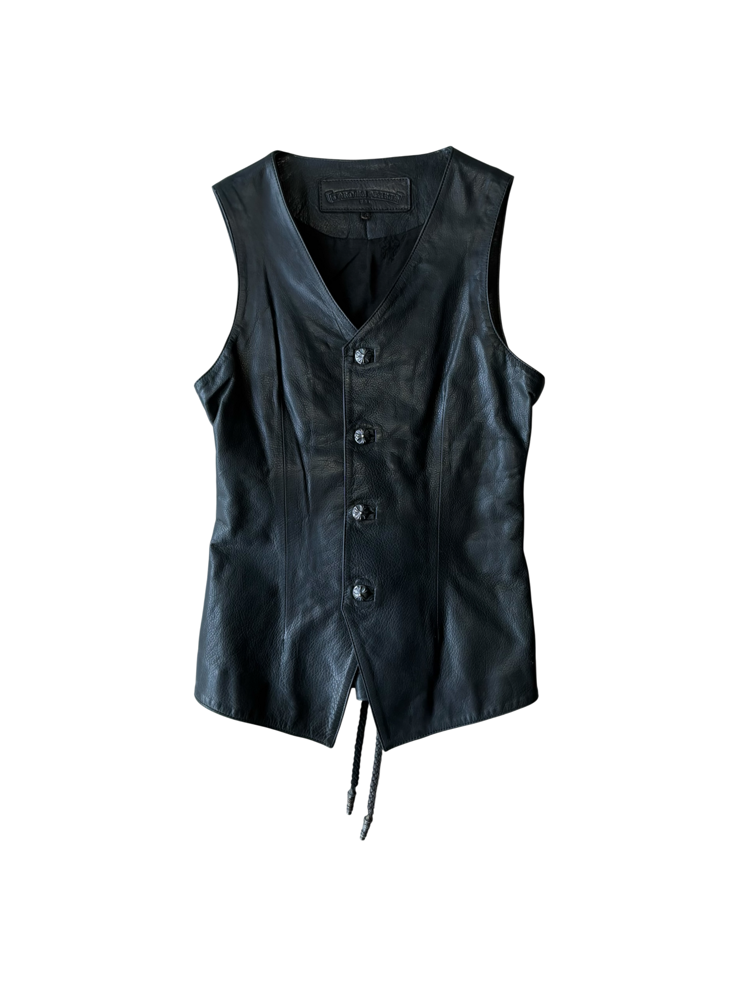90s Chrome Hearts Crossball Buttons Leather Vest/Corset