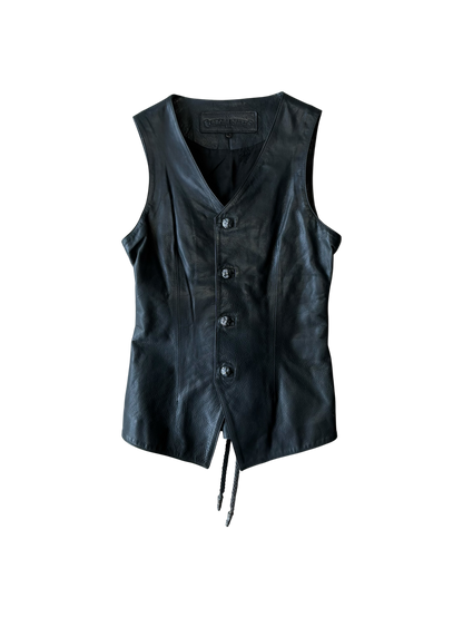 90s Chrome Hearts Crossball Buttons Leather Vest/Corset