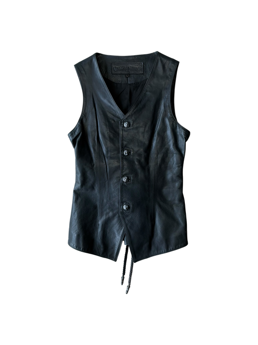 90s Chrome Hearts Crossball Buttons Leather Vest/Corset