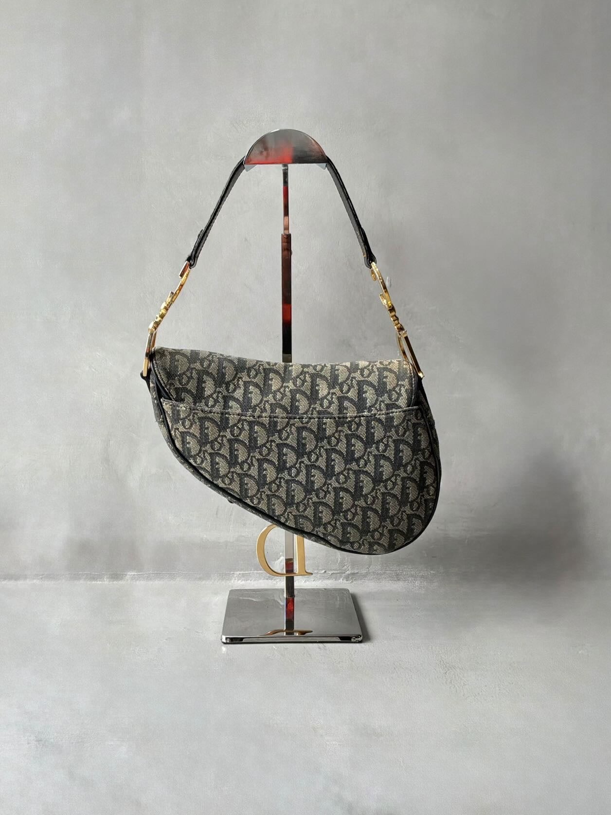 Dior Denim Monogram Saddle Bag