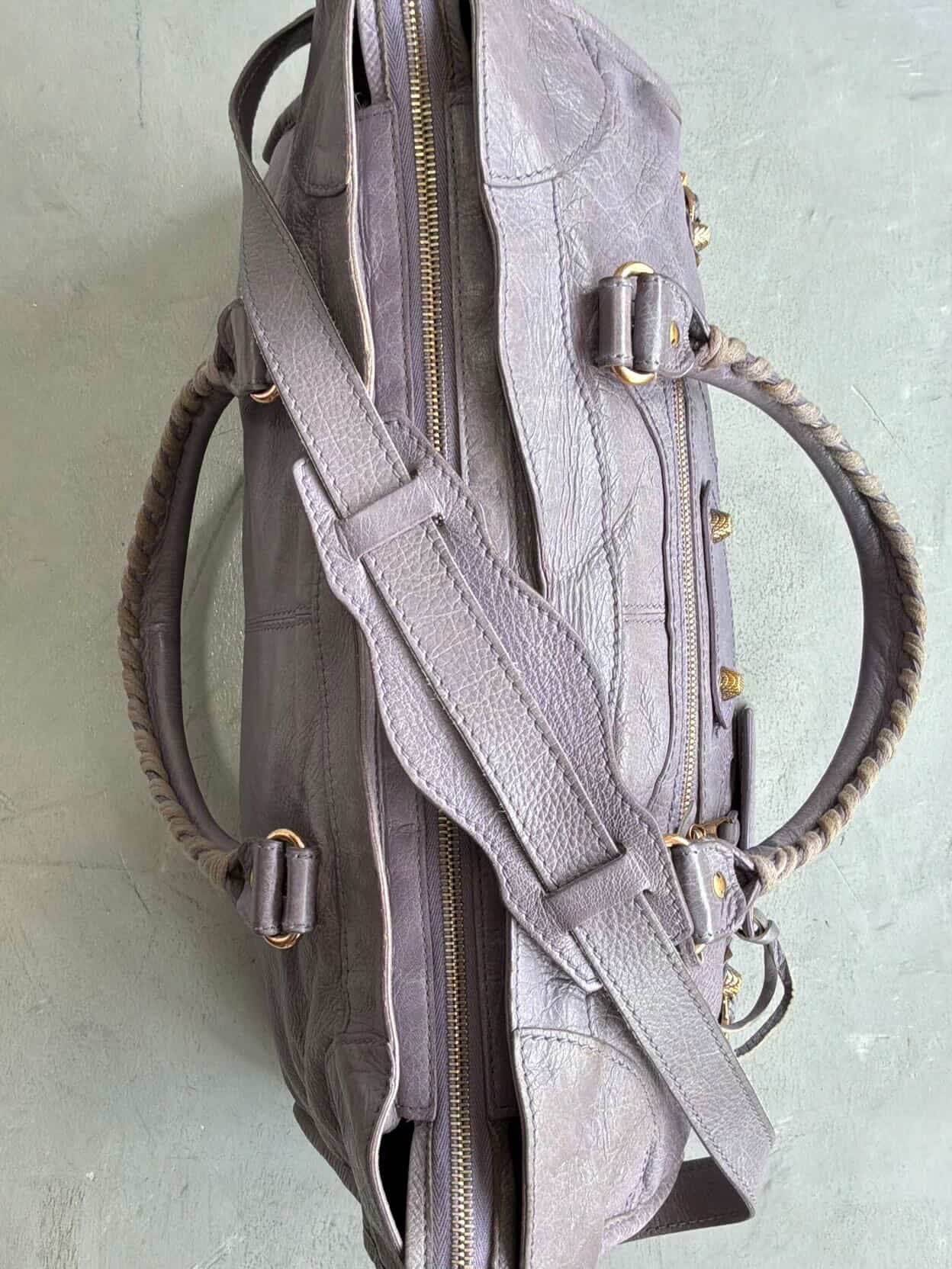 Balenciaga City ‘Part Time’ Purple Lambskin Shoulder Bag