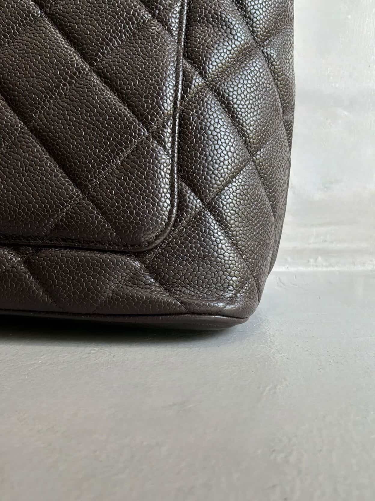 2002 Chanel Chocolate Brown Caviar Medallion Bag