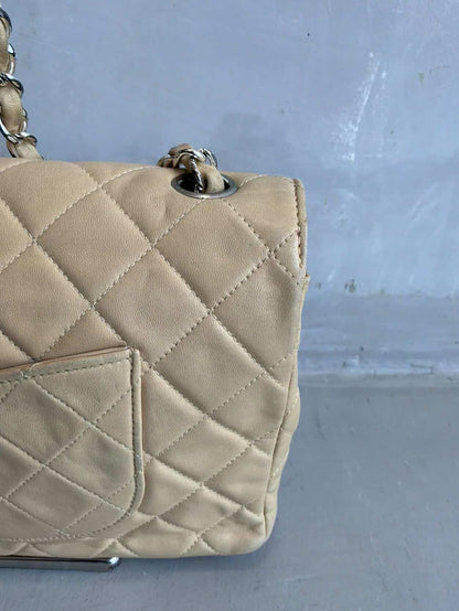 Chanel Classic Medium Single Flap Beige Crossbody Bag
