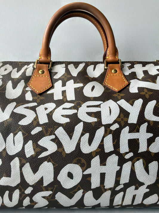 Louis Vuitton x Stephen Sprouse White Graffiti Speedy 30 Bag