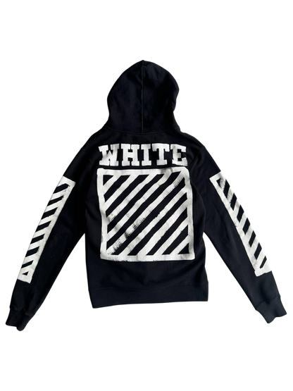 Off White Diagonal Stripe Zip Hoodie