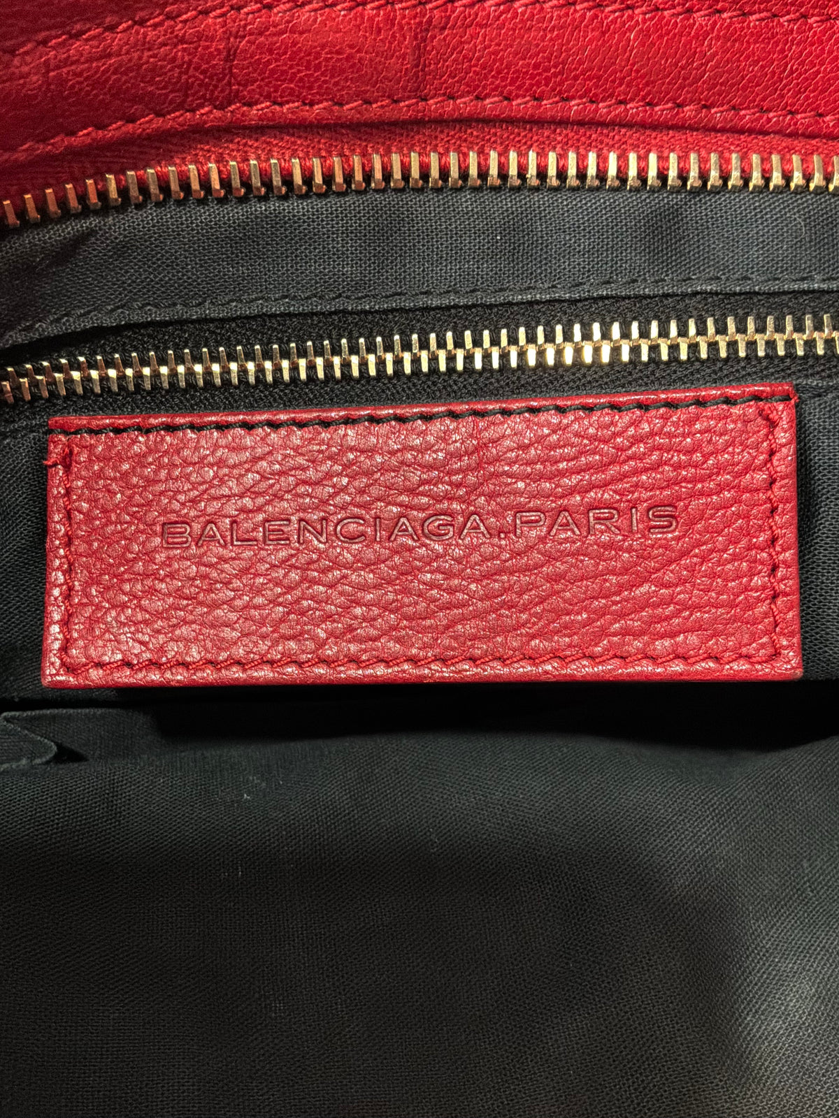 Balenciaga Classic City Red on Gold Lambskin Bag