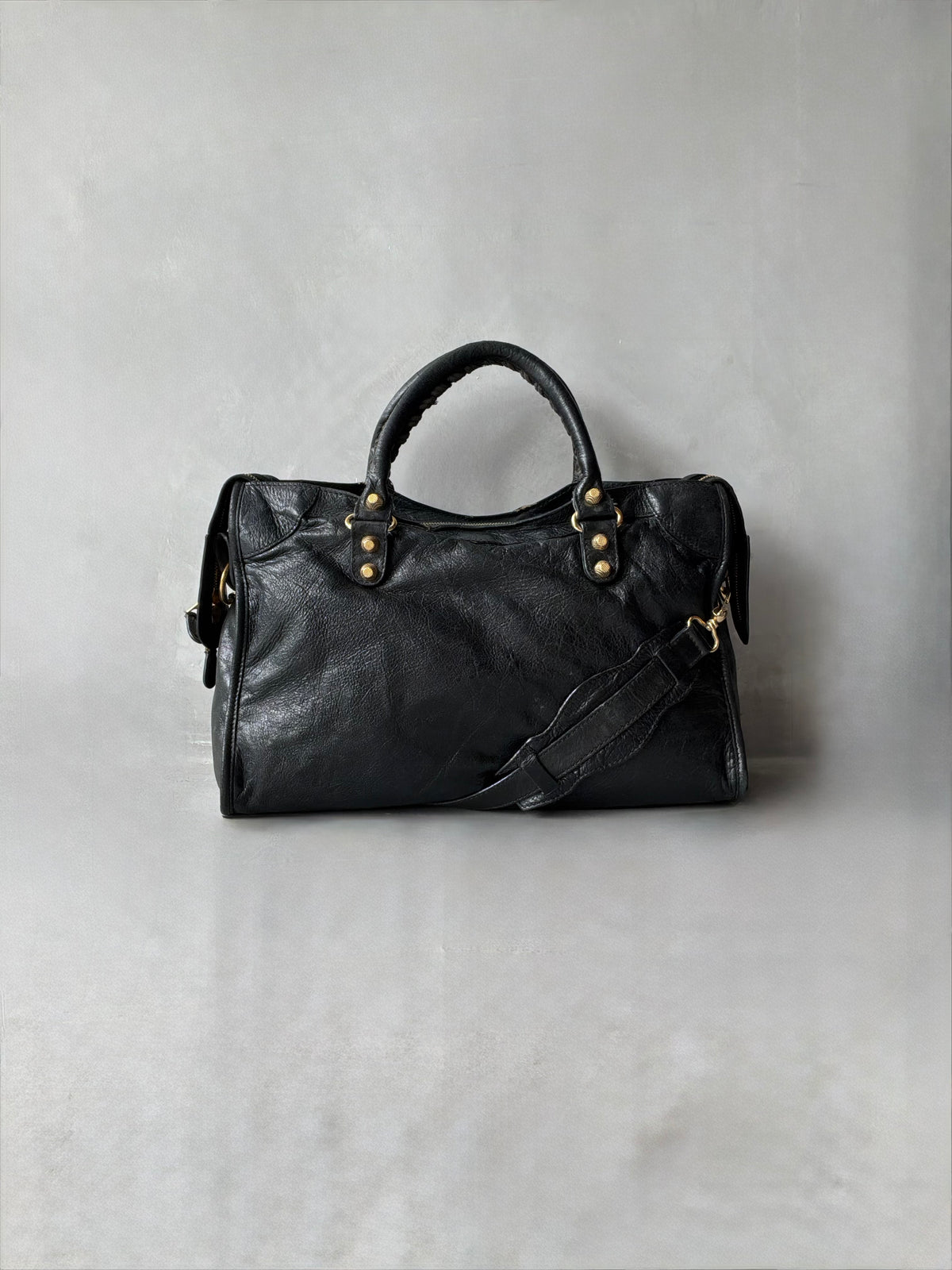 Balenciaga Classic City Black on Gold Giant 21 Lambskin Bag