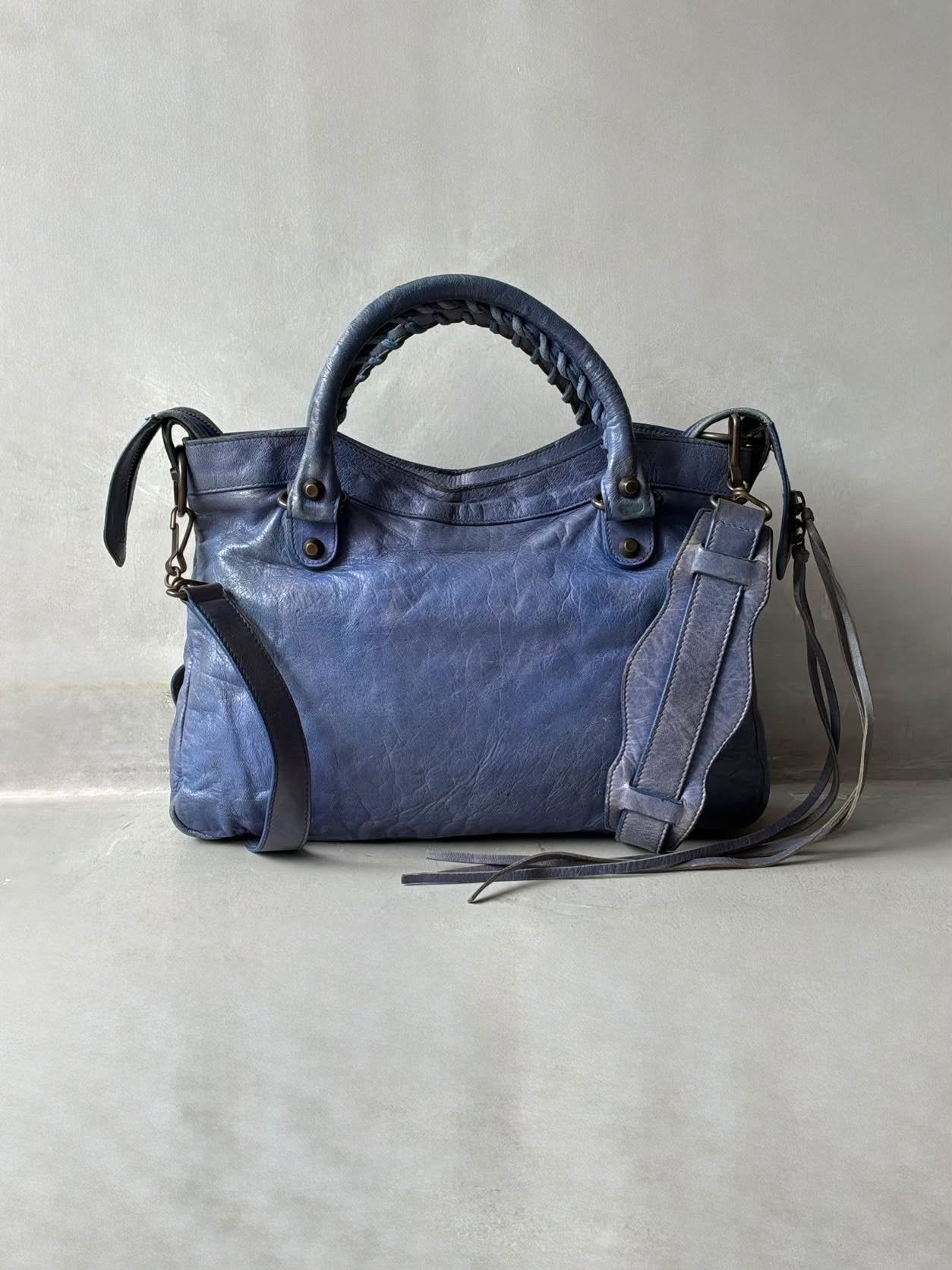 Balenciaga Town Blue Lambskin Bag
