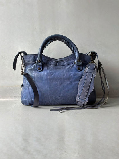 Balenciaga Town Blue Lambskin Bag