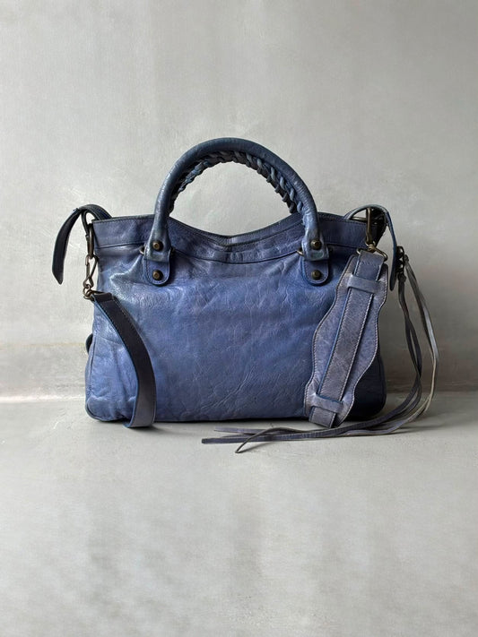 Balenciaga Town Blue Lambskin Bag