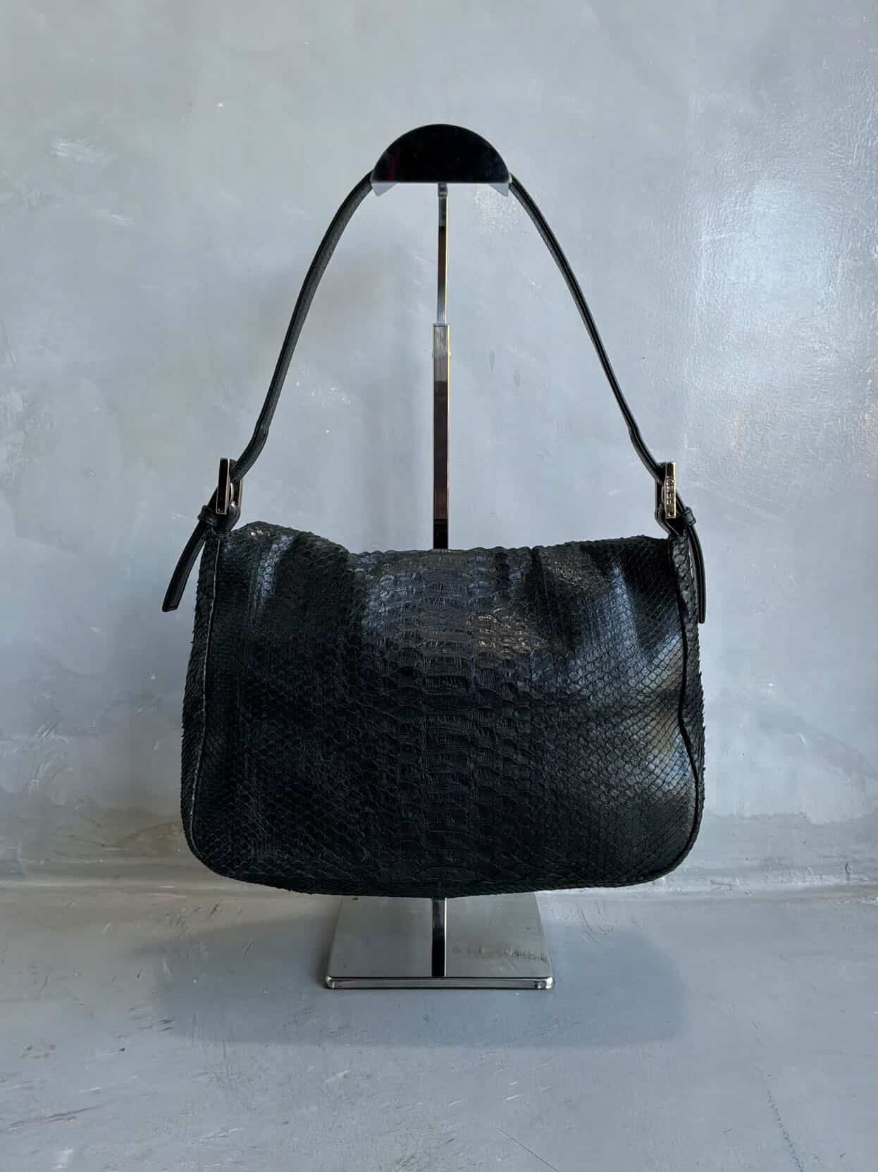Fendi Python Double Flap Mamma Baguette Bag
