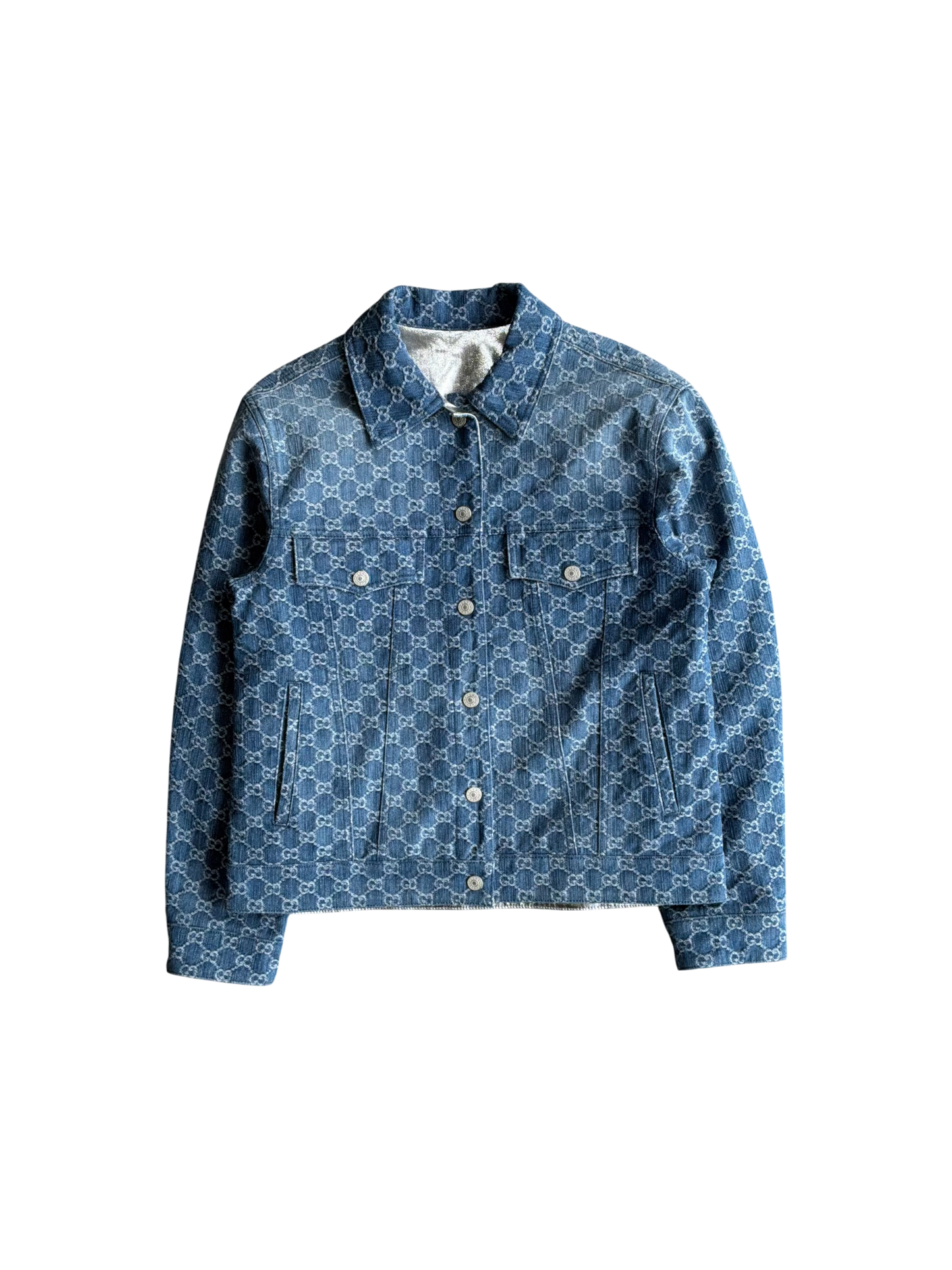 Gucci Monogram Metallic Reversible Denim Jacket