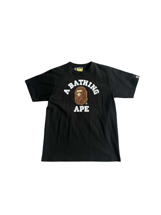 Bape College Fur Design Black Shirt