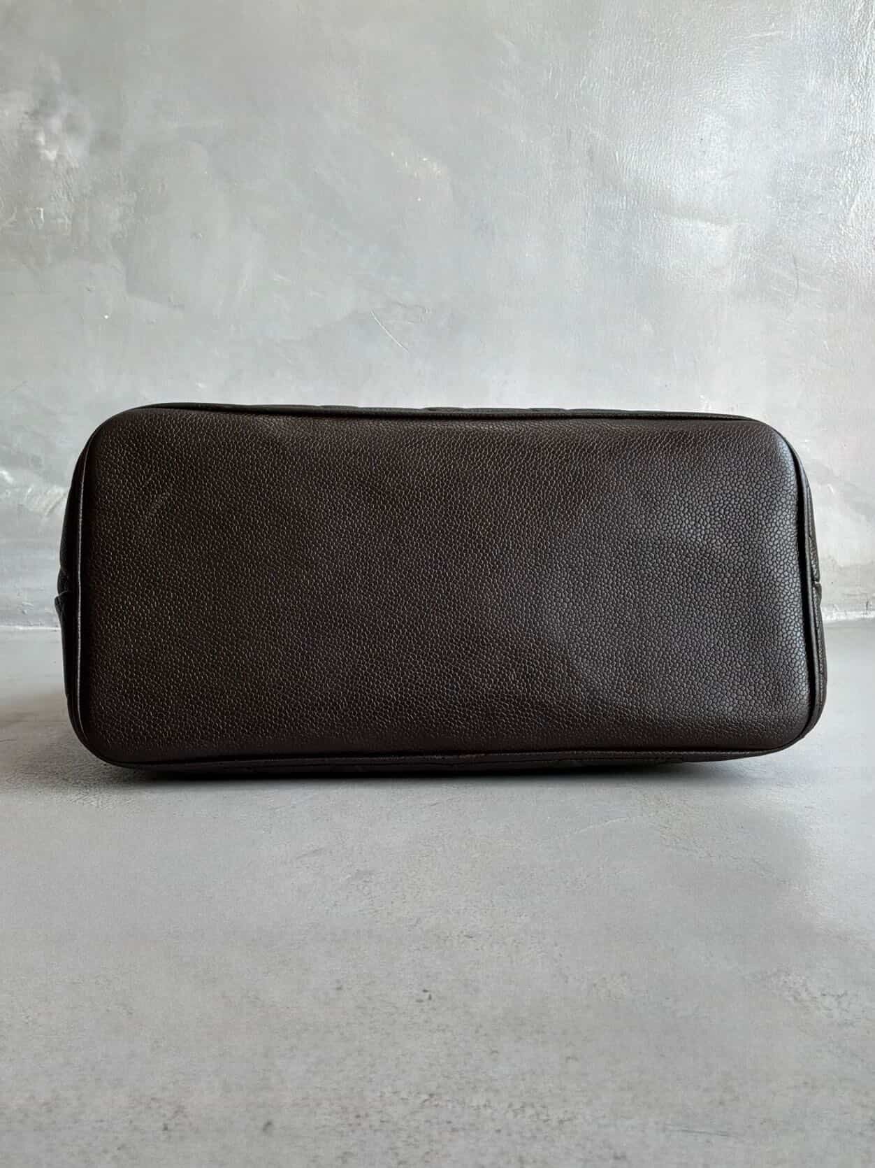 2002 Chanel Chocolate Brown Caviar Medallion Bag