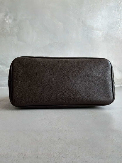 2002 Chanel Chocolate Brown Caviar Medallion Bag